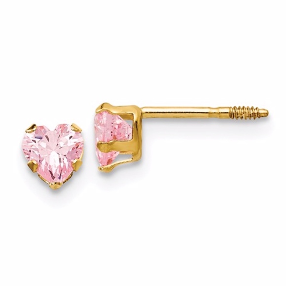 14k Pink Heart Earrings